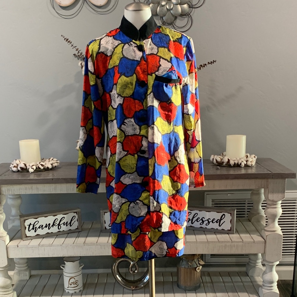 Vintage Colorful Abstract Print Two-Piece Set